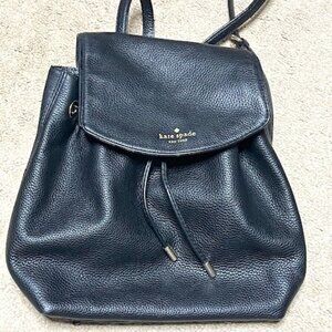 Kate Spade Mulberry Street Small Breezy Black Pebbled Flap Leather Backpack